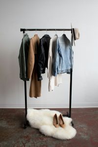 clothes rack on floor